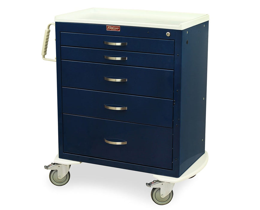 M-Series Tall / Wide Steel Anesthesia Cart - 6 Drawers (Four 3", One 6", One 12") & Key Lock