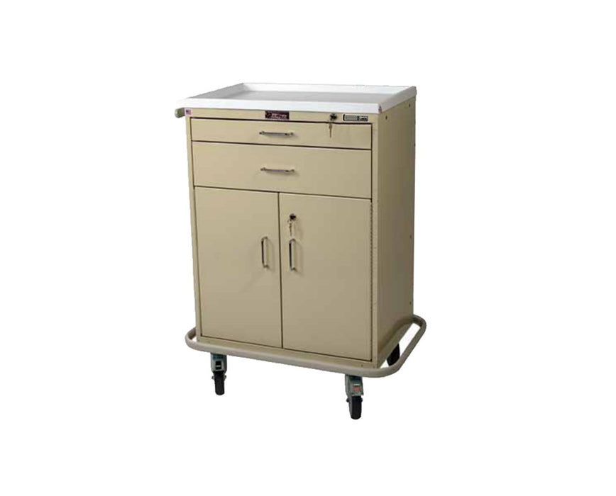Classic Tall 2 Drawer Treatment Cart w/ Lower Storage Compartment & Electronic Pushbutton Lock