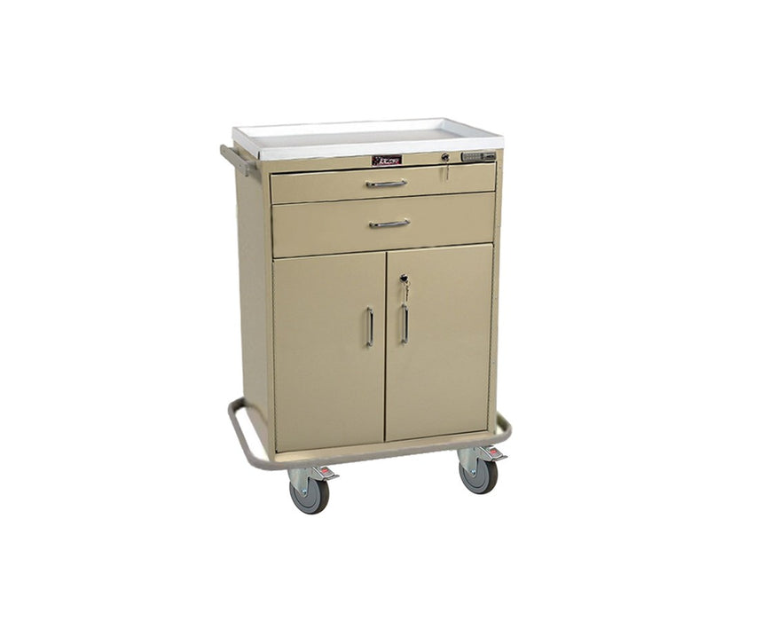 Classic Tall 2 Drawer Treatment Cart w/ Lower Storage Compartment & Electronic Pushbutton Lock