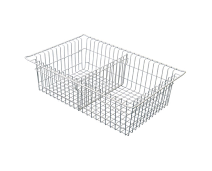 8" Wired Baskets for Mobile Medical Storage: Basket with short divider