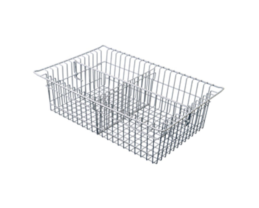8" Wired Baskets for Mobile Medical Storage: Basket with long divider and short divider