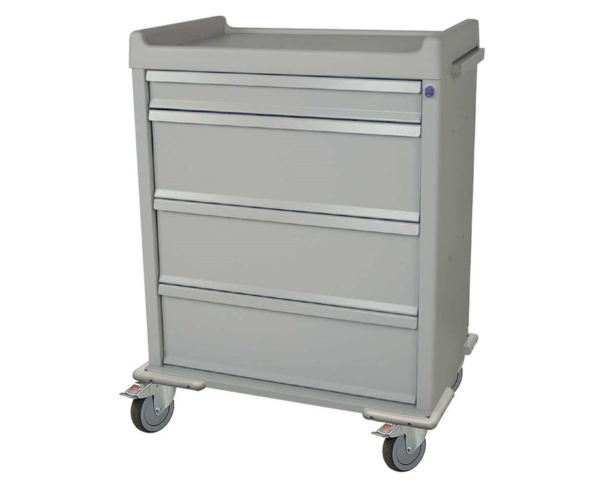 OptimAL All-Aluminum Single Column Punch Card Medication Cart w/ Key Lock - Cart & Internal Locking Narcotics Box