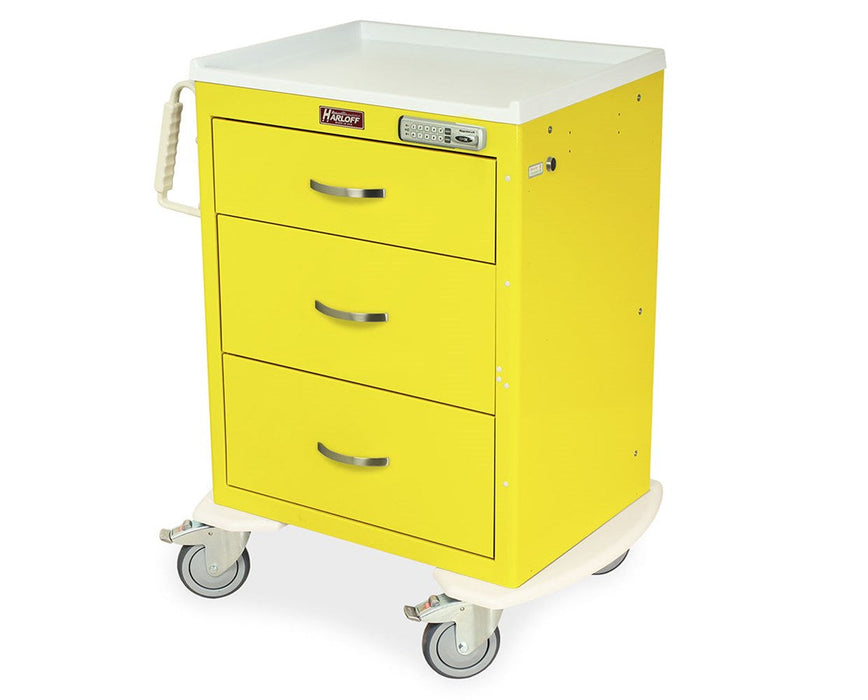 M-Series Short Steel Anesthesia Cart 4 Drawers w/ Electronic Pushbutton Lock