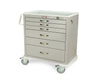M-Series Full Size Short Steel Clinical Cart, Wireless Electric Lock, Keypad & Proximity Reader: 5 Drawers (Two 3