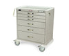 M-Series Full Size Short Steel Clinical Cart - Wireless Electric Lock, Keypad & Proximity Reader: Six Drawers (Five 3
