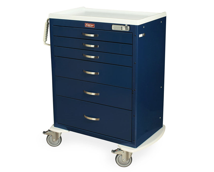 M-Series Full Size Steel Clinical Cart - Electric Lock & Proximity Badge Reader: Four Drawers (One 3", One 6", Two 9")