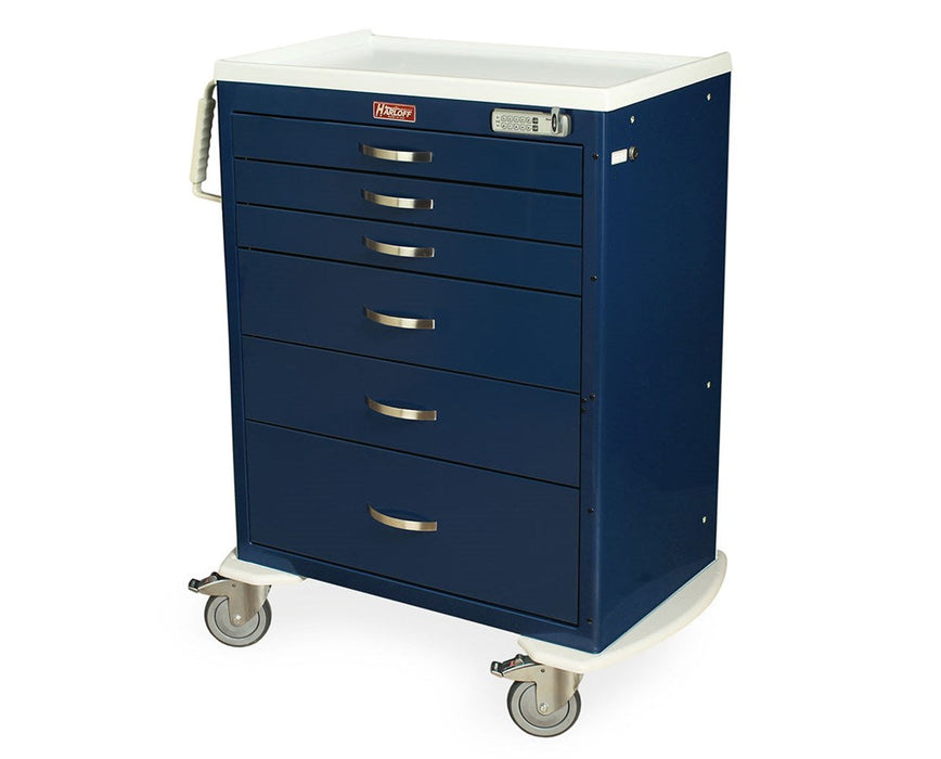 M-Series Full Size Steel Clinical Cart - Electric Lock & Keypad: Three (9") Drawers