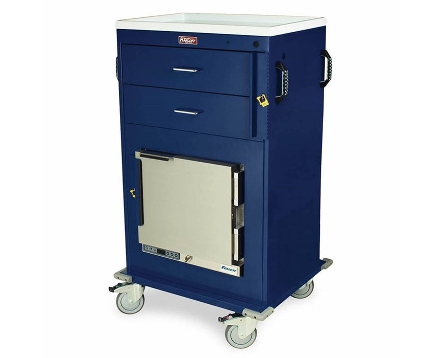 Malignant Hyperthermia Two Drawer Cart with 1.0 cu ft Follett Refrigerator