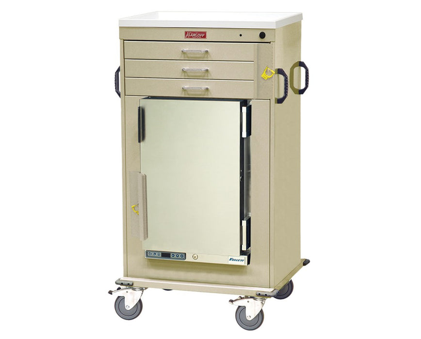 Malignant Hypothermia Three Drawer Cart w/ Accucold Refrigerator, Breakaway Lock, & Accessories