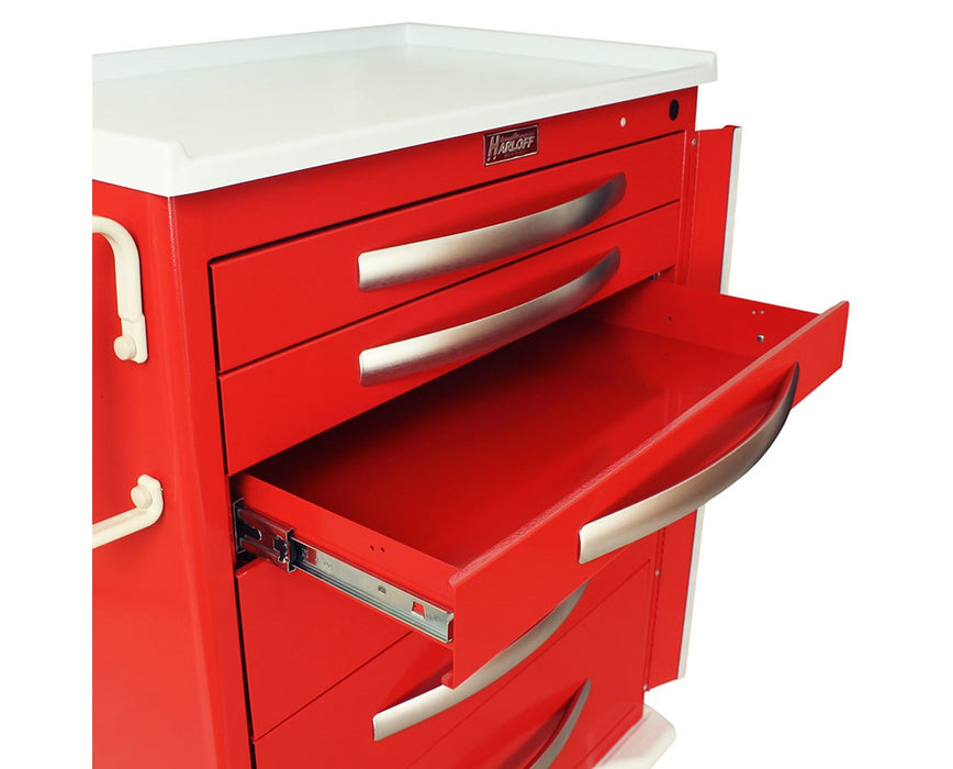 A-Series Mini (Narrow) Short Emergency Aluminum Crash Cart w/ Breakaway Lock - Premium Drawers