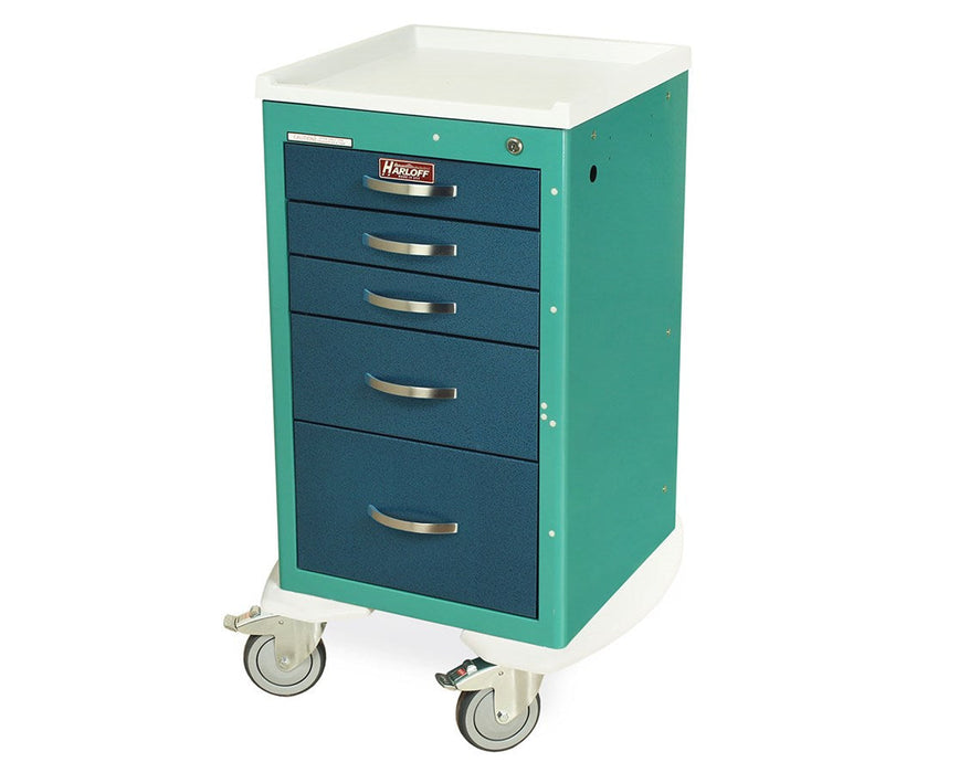 A-Series Mini (Narrow) Short Aluminum Clinical Cart - Electronic Lock w/ Keypad