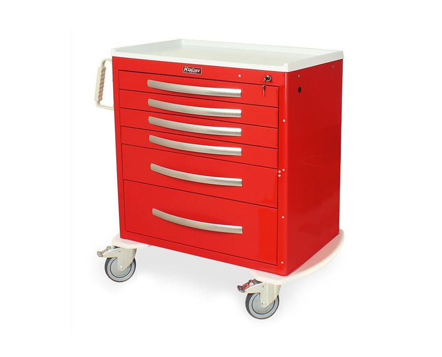 A-Series X-Short Aluminum Clinical Cart - 5 Drawers & Electronic Pushbutton Lock