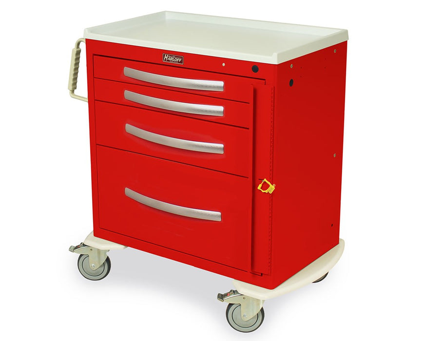 A-Series Short Aluminum Emergency Crash Cart w/ Breakaway Lock - 5 Drawers