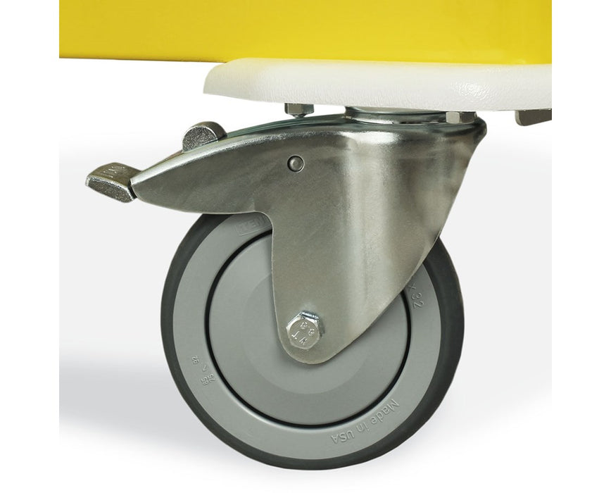 A-Series Medium Width Short Aluminum Clinical Cart - Caster Wheel