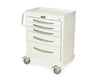 A-Series Short Aluminum Clinical Cart. Wireless Electric Lock w/ Proximity Badge: 5 Drawers (Three 3