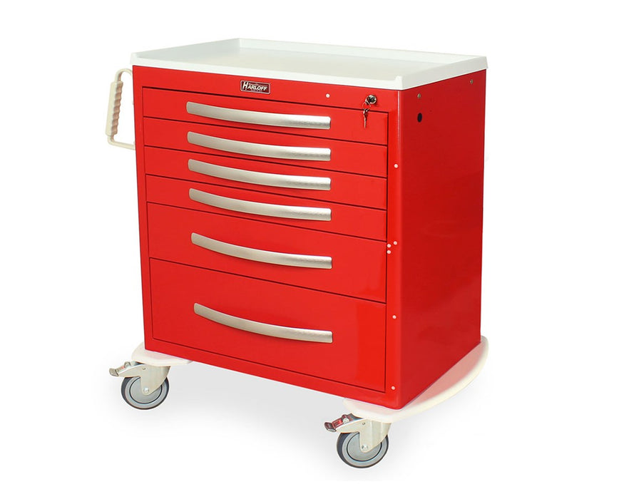 A-Series Aluminum Anesthesia Cart w/ Key Lock - 6 Drawers & an Electronic Pushbutton Lock