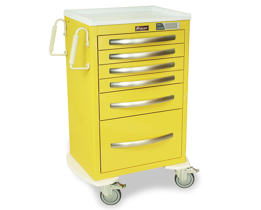 A-Series Medium Width Tall Aluminum Clinical Cart - With Side Rail/Handle
