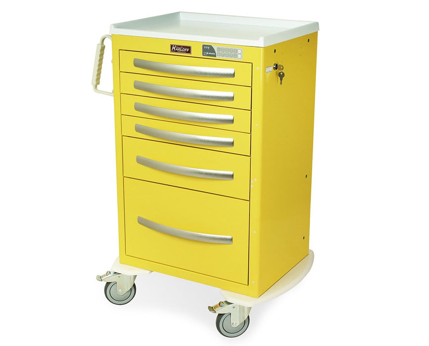 A-Series Tall Aluminum Clinical Cart - Electric Lock w/ Keypad: 6 Drawers (3", 6", 9")