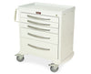 A-Series Wide Short Aluminum Clinical Cart. Electric Lock: 4 Drawers (One 3