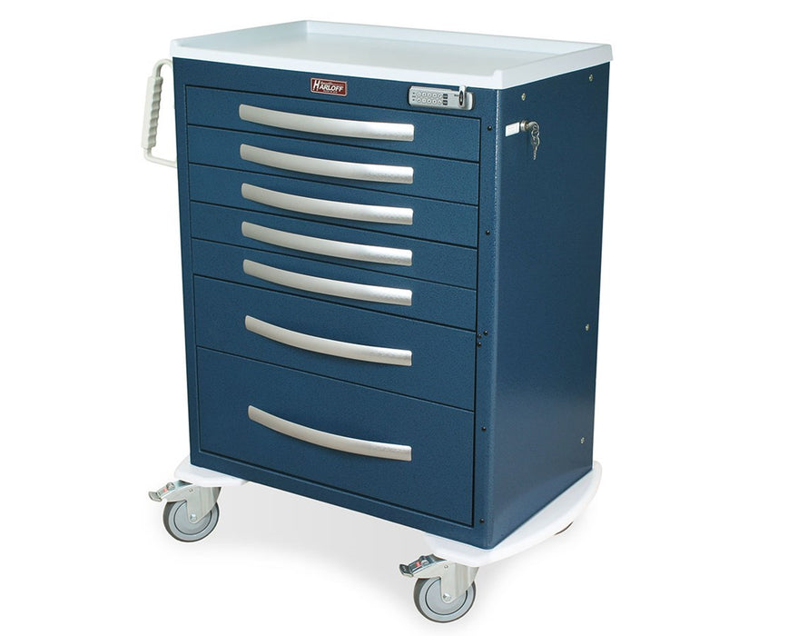 A-Series Tall / Wide Aluminum Clinical Cart - Electric Lock w/ Proximity Badge Reader: 6 Drawers (Three 3", Two 6", One 9")