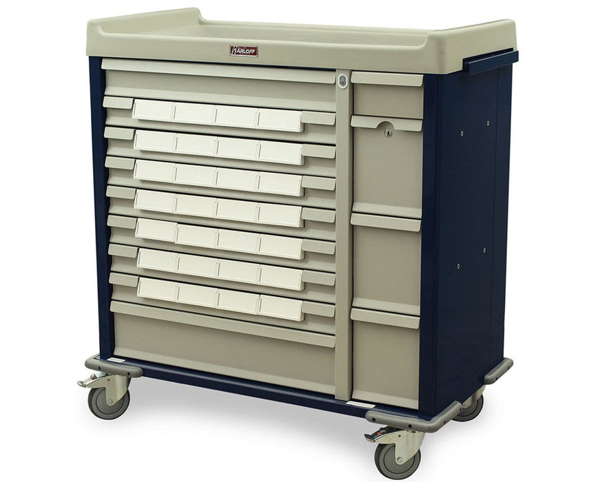 Standard Line Dual Column Med-Bin Cart: 36, 5" Bins, Electronic Lock w/ Proximity Badge Reader, Keypad, Standard Package