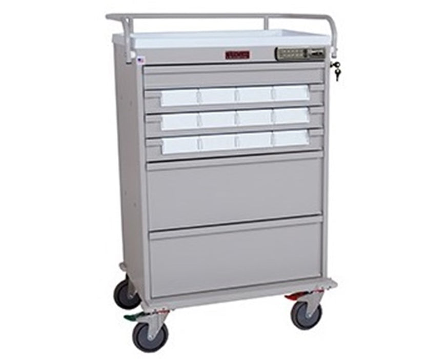Value Line Med Bin Cart w/ Internal Narcotics Box, Specialty Package, 5" Bins, Basic Electronic Pushbutton Lock, 24 Bins / Cart