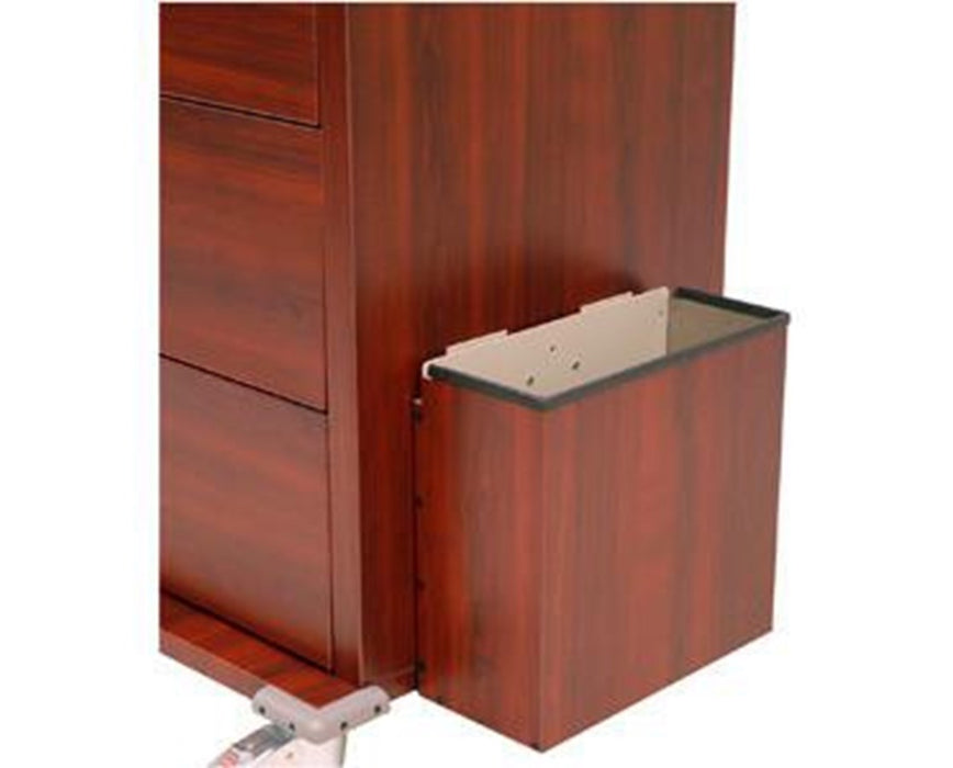 Wood Vinyl Coated Aluminum Waste Container with Lid, Cherry Mahogany