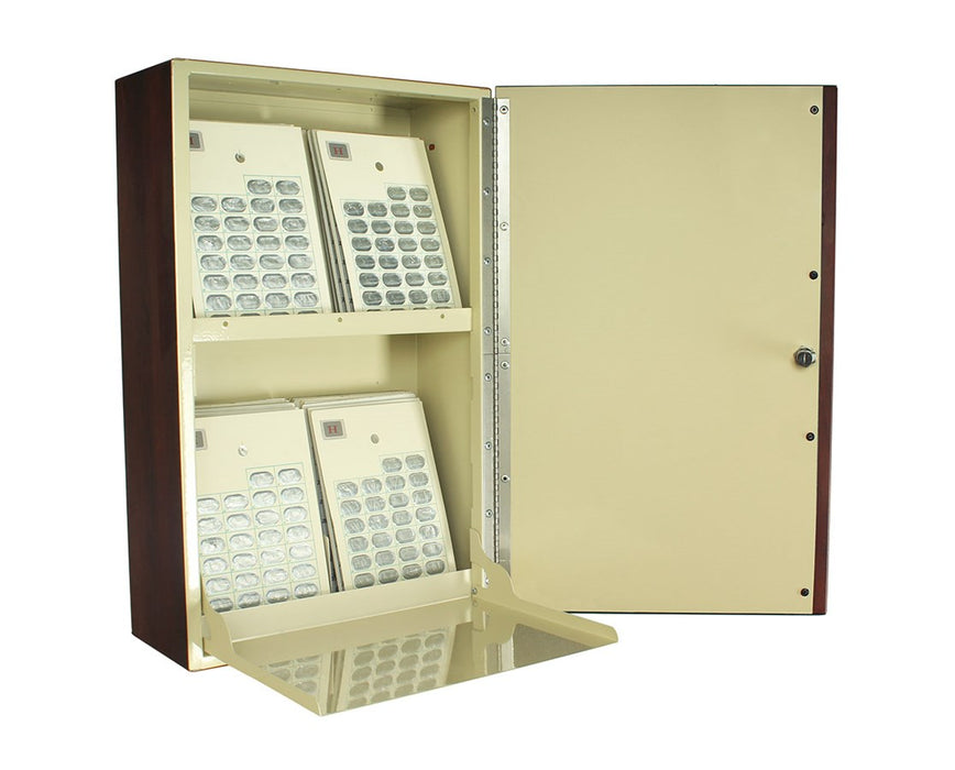 Wood Vinyl Recessed Wall-Mount In-Room Medication Cabinet - Cherry Mahogany Cabinet w/ Standard Key Lock