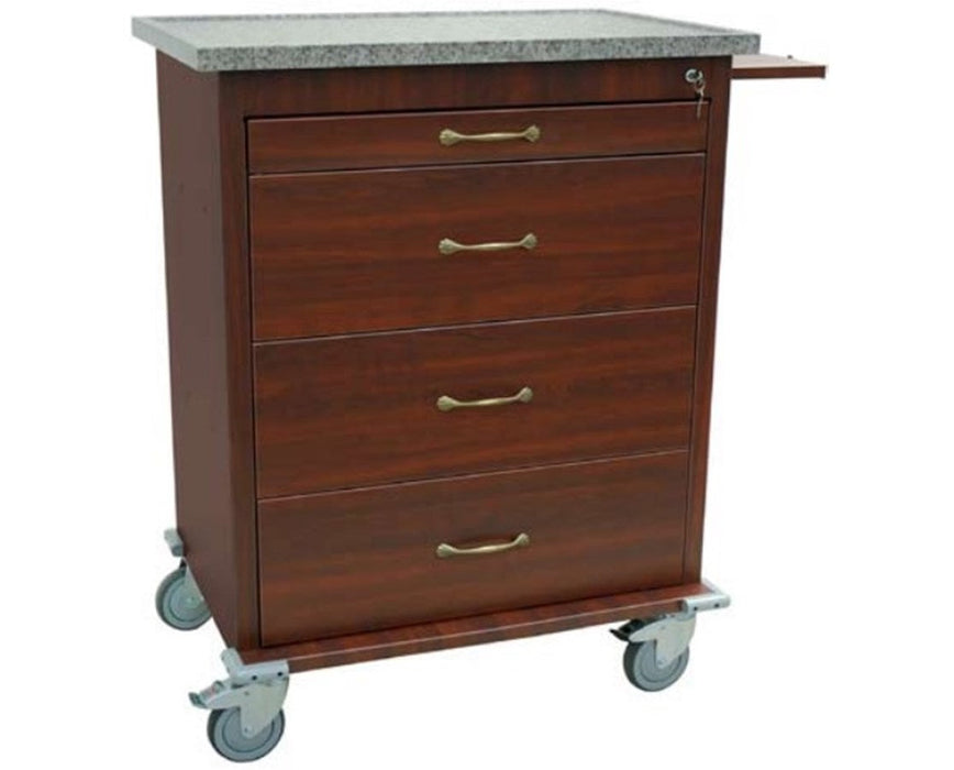 Wood Vinyl 540 Punch Card Medication Cart - Key Lock & American Natural Finish