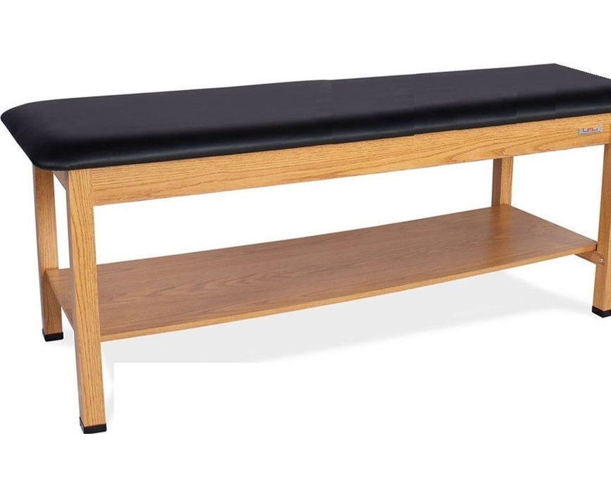 H-Brace Treatment Table with Shelf 72"L x 24"W: Flat-Top: Folkstone Gray Laminate, Slate Blue Upholstery