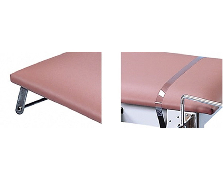 Space-Saver Cabinet Treatment Table w/ Headrest, Paper Dispenser & Cutter [Natural Oak Laminate / Oak Brown Upholstery]