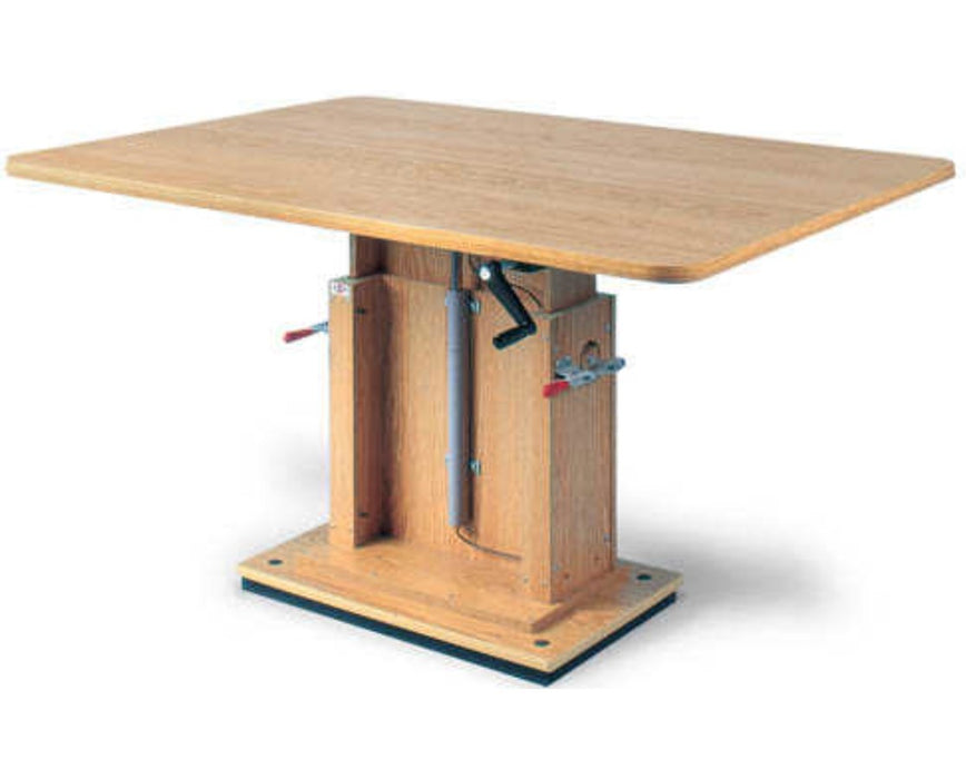 Oak Work Table w/ Crank Hydraulic Lift - 60" x 36"