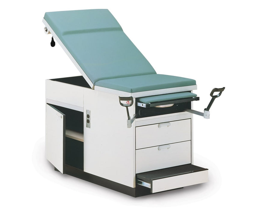 Cabinet Exam Table w/ Adjustable Back. 3 Drawers on Right Side of Patient, Duplex Outlet
