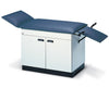 Cabinet Exam Treatment Table w/ Adjustable Headrest, Drop Section & Stirrups. Doors on Left of Patient. Space-Saver 2-in-1