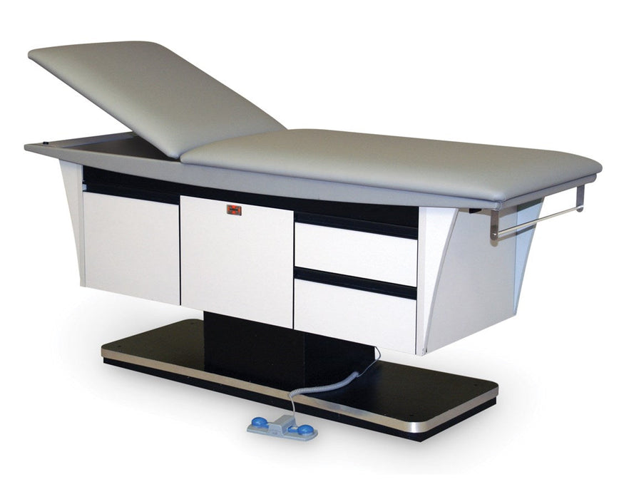 Powermatic Cabinet Power Hi-Lo Treatment Table w/ Adjustable Back. Left Hand Table, Lever Control