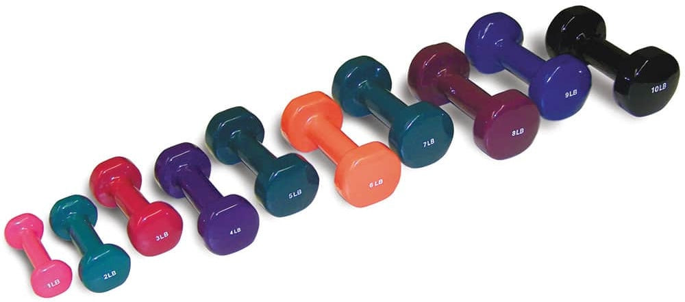 Vinyl Coated Dumbbells Weight Set. 6 pcs (2/ea - 1,2,3 lb)