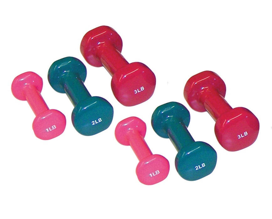 Vinyl Coated Dumbbells Set, Set of 6 Weights