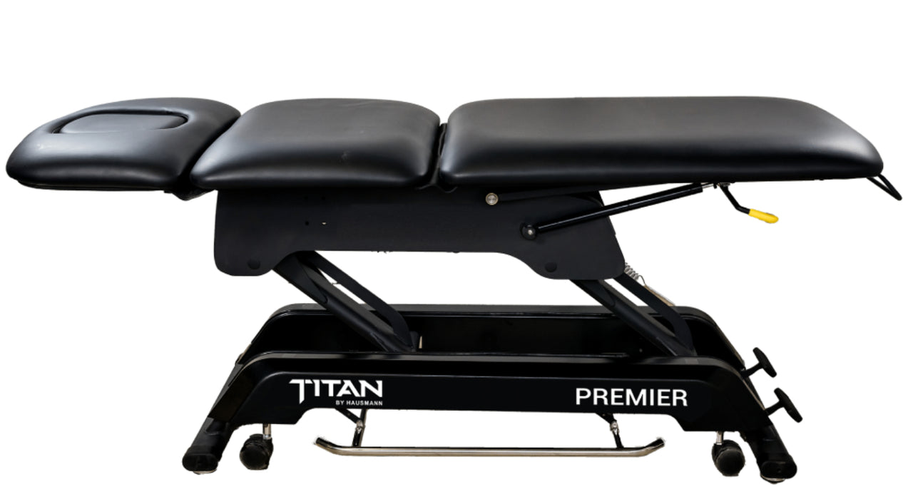 Titan Premier Power Hi-Lo Treatment Table w/ 3-Section Top (Adjustable Back & Drop Section) [Black Upholstery]