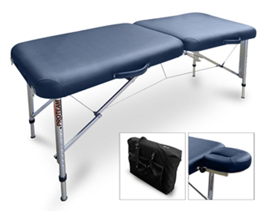 Portable Bariatric Treatment Table Foldable w/ Adjustable Back [Blue Upholstery]