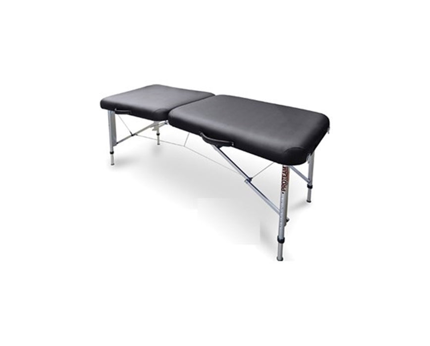 Portable Bariatric Treatment Table Foldable w/ Adjustable Back [Black Upholstery]
