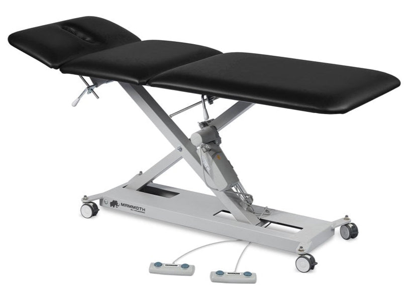 Mammoth-3 Hi-Lo Power Treatment Table w/ 3-Section Top (Adjustable Back, Drop Section & Casters)