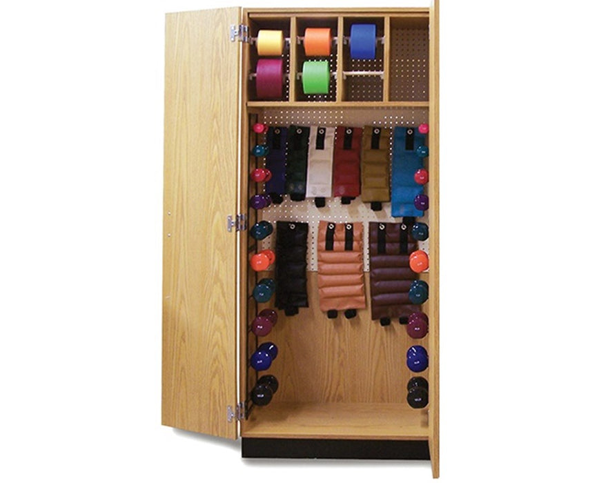 Thera-Wall Therapy Storage System Cabinet with Upper Dispenser - Cabinet & Set of Weights