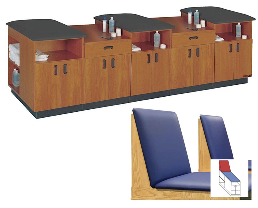 Athletic Training 3-Seat Taping Station w/ Backrest, Standard Package: Navy Blue Upholstery