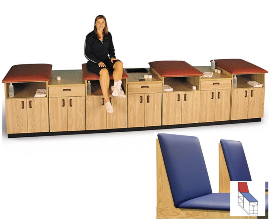 Athletic Training 4-Seat Taping Station w/ Backrest, Standard Package: Navy Blue Upholstery