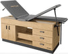Sports Cabinet Treatment Table w/ 4-Section Top. Doors & Drawers on Right Side of Patient