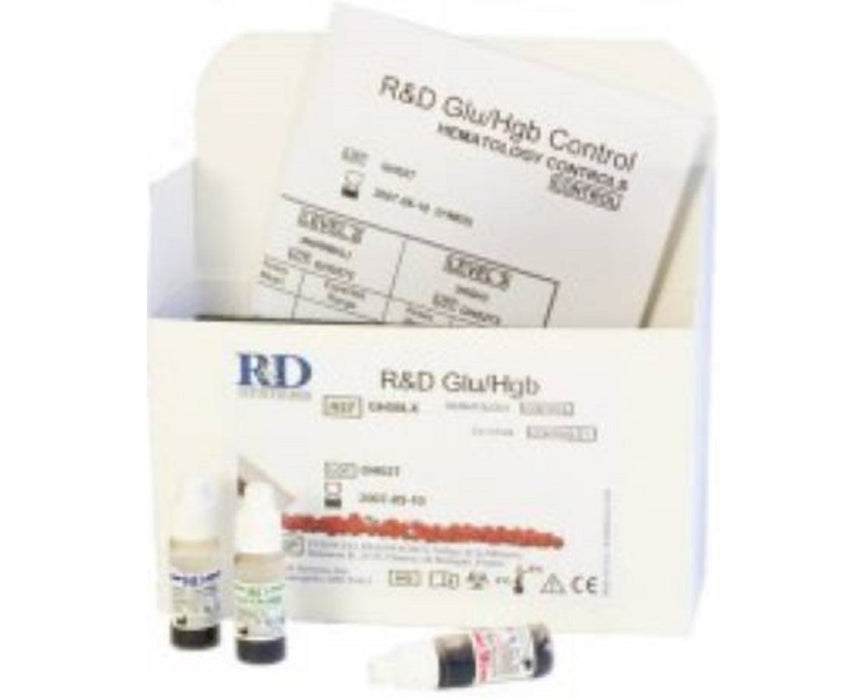 R&D Glu/Hgb Dual Control Starter Kit for Analyzers, 1.5mL/vial, 3 vials/bx