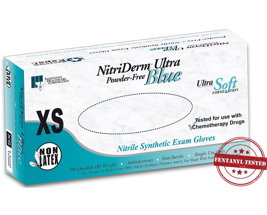 NitriDerm Ultra Blue Nitrile Exam Gloves - Medium, 1000/cs (Non-Sterile)
