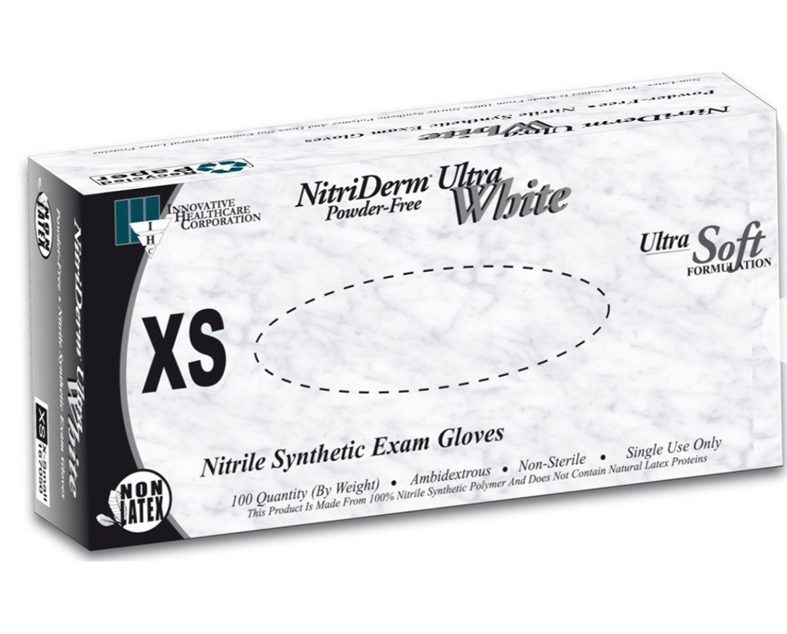 Innovative Healthcare NitriDerm® Ultra White Nitrile Exam Gloves