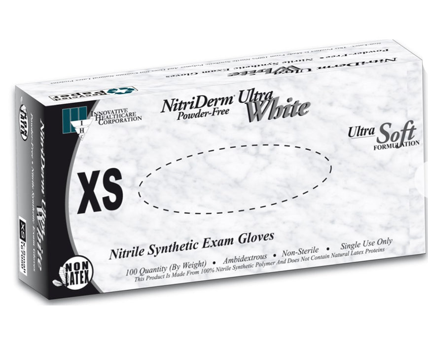 NitriDerm Ultra White Nitrile Exam Gloves - Small, 1000/cs (Non-Sterile)