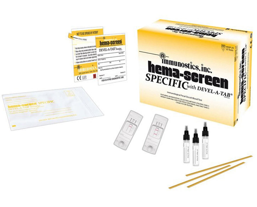 Hema-Screen Specific Gold Fecal Occult Blood Test Kit - 25/kt